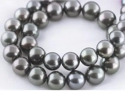 > Благородный ювелирные изделия потрясающие 10-11 ММ TAHITIAN натуральный черный жемчужное ожерелье
