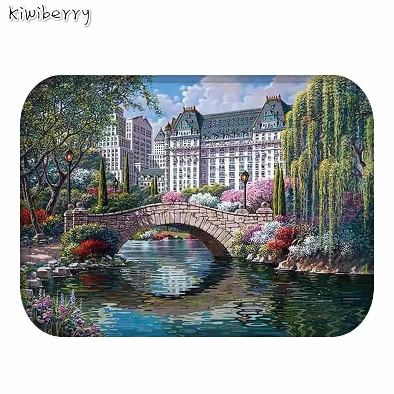 

Europen Style Scenic Buildings Printed Anti Slip Area Rug Kitchen Bathroom Anti Sand Beach Mat Alfombra Dormitorio Futbol