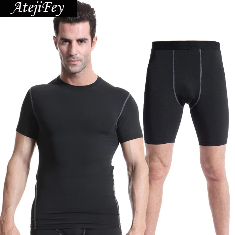 

AtejiFey 2018 Workout Tights Sportswear Fitness Running Clothes Jogging Men Compression Quick Dry Sports Tracksuit Gym yoga sets