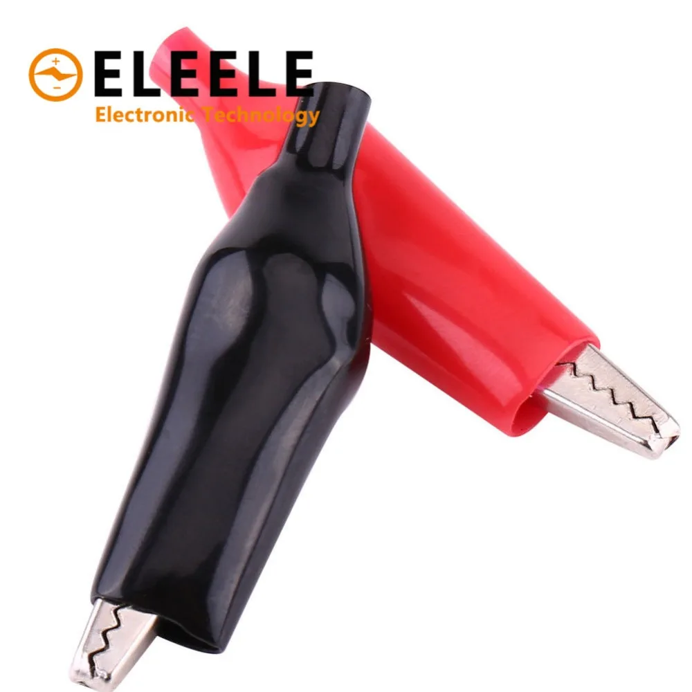 5pcs/lot 28MM Metal Alligator Clip G98 Crocodile Electrical Clamp for Testing Probe Meter Black and Red with Plastic Boot DX35