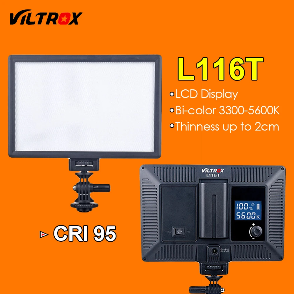 Viltrox L116T светодио дный видео ультра тонком ЖК-дисплей Би-Цвет и затемнения DSLR студийная Светодиодная лампа светильник Панель для Камера видеокамера - изображение