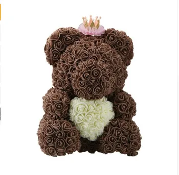 

Artificial Roses Bear Flower 40Cm Valentine's Day Gift Rose Teddy Bears Holiday Wedding Flowers Bear Rose Wedding Decoration