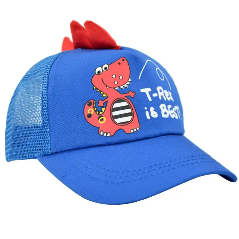 Kids Baby Summer Mesh Back Adjustable Baseball Cap Cute Cartoon Dinosaur Embroidery Tennis Hip Hop Cotton Trucker Sun Hat 2-10T - Цвет: H