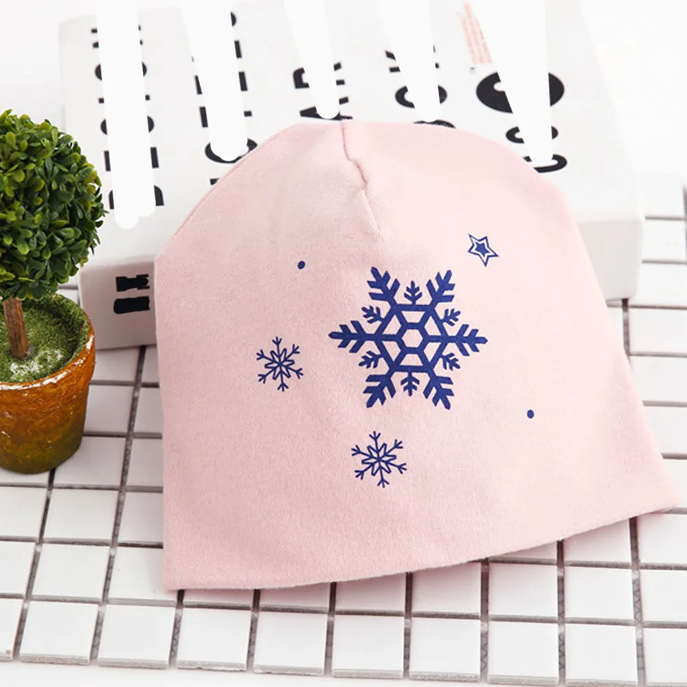 0-6Yrs Baby Hats Cotton Snowflake Printing Infant Hat Toddler Autumn Winter Children's For Boy Girl Beanie Caps Newborn BTTF | Детская