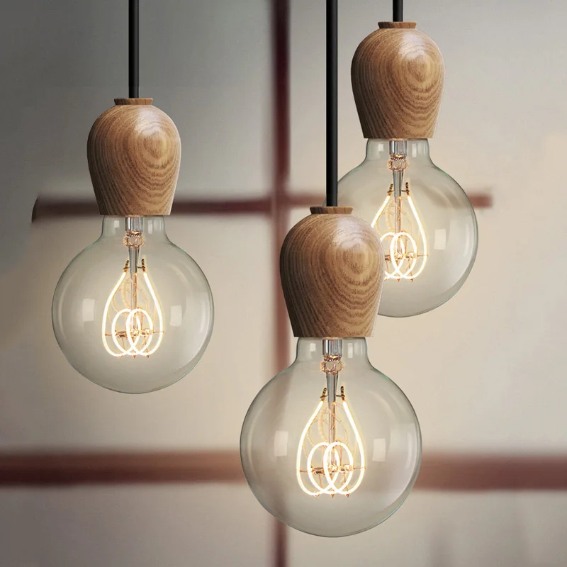 Modern Hanging Wood Pendant Light Simple Indoor Lighting Wooden Nordic Pendant Lamp Restaurant Bar Living Bedroom Lighting  (4)