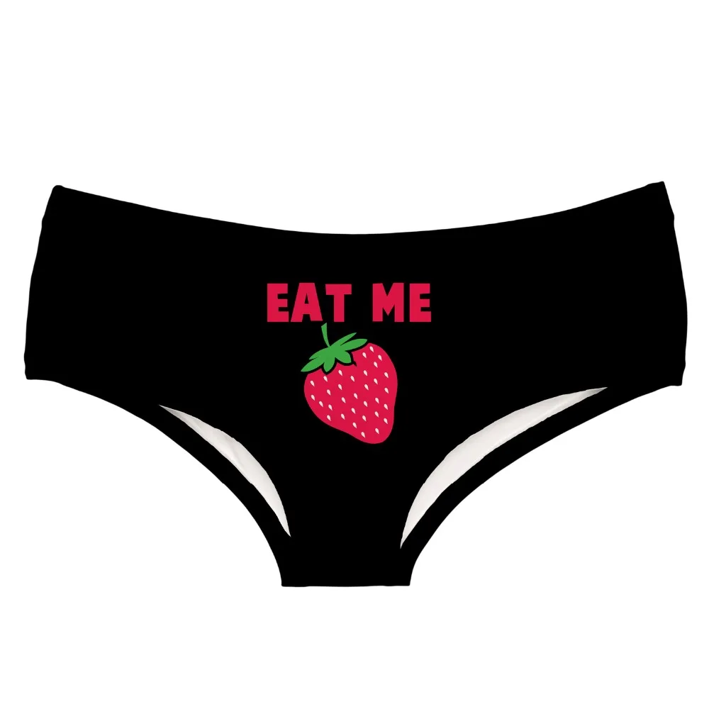 

LEIMOLIS Strawberry black funny print sexy hot panties female kawaii Lovely underwear push up briefs women lingerie thongs