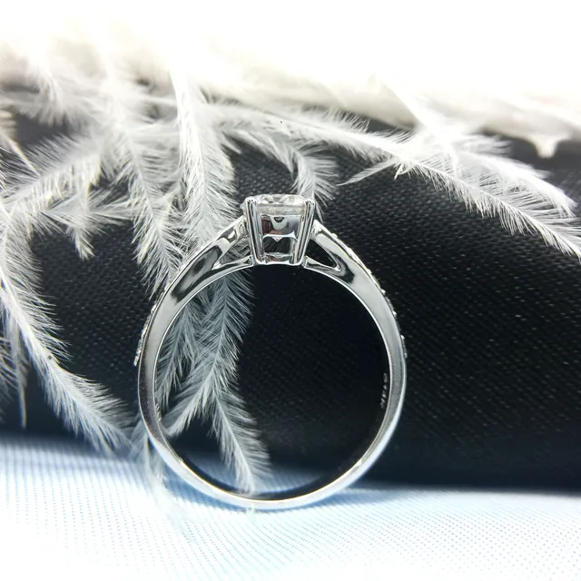 0.5 Carat Wedding 100% Moissanite Diamond Ring Genuine 18K White Gold D color 4