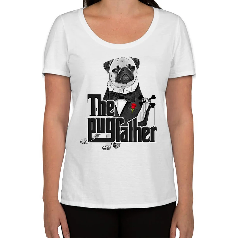 

TEEHUB 2019 The Pugfather Women T Shirt Short Sleeves Novelty Tee Fashion Pug Printed Lady Tops