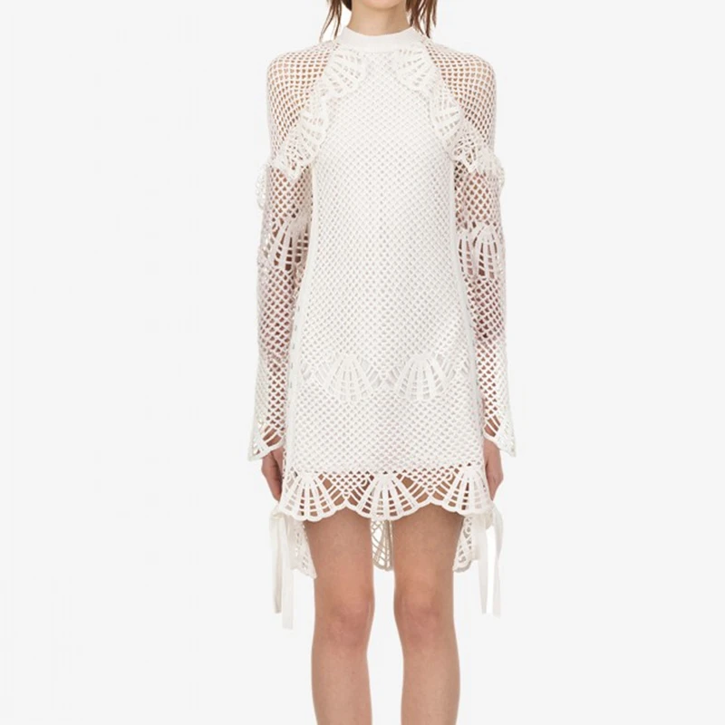 

Self Portrait White Dress Female Designer 2018 Long Sleeve Short Party Dresses