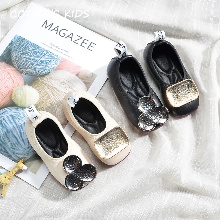 

CCTWINS Kids Shoes 2019 Autumn Girls Metal Casual Shoe Children Breathable Flat Toddler Fashion Black Baby Non-Slip Shoes GB1974