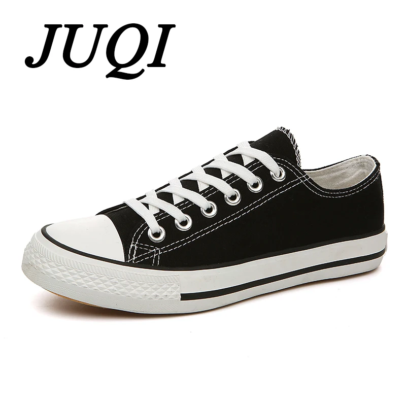 

JUQI Men's Vulcanize Shoes Men Spring Autumn Casual Canvas Shoes Lace-Up Solid Colors Fashion Sneakers Men shoes