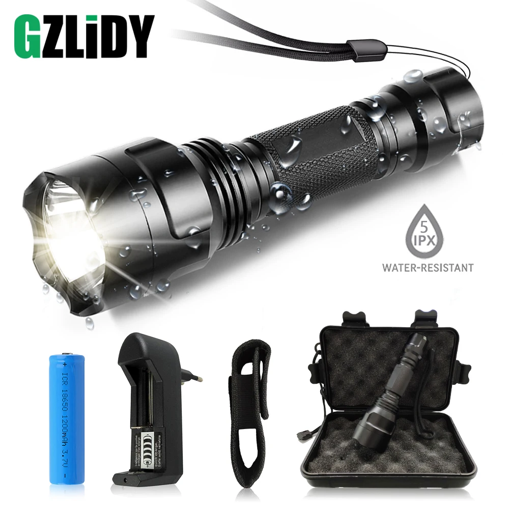 

Super bright LED Flashlight 5 lighting modes Led Torch for Night Riding Camping Hiking Hunting & Indoor Activities Use 18650