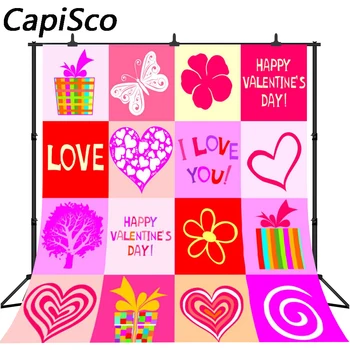 

Capisco Photography Backdrops Happy Valentine's Day Photo Props Wallpaper Vinyl Background for Studio