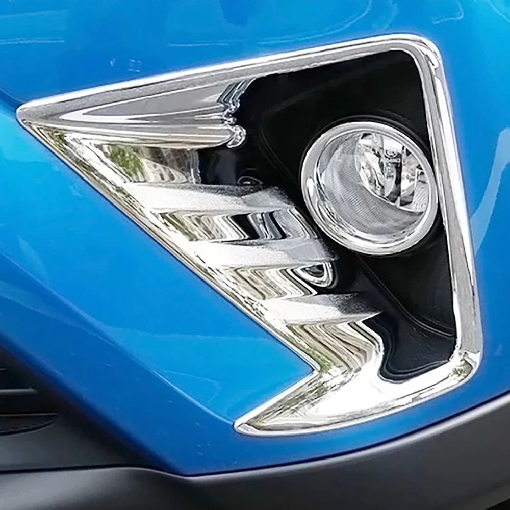6For 2016 2017 Toyota RAV4 RAV 4 Front Fog Lights Lamp Cover Trim Front Foglight Cover Frame Protector ABS Chrome Car Accessories