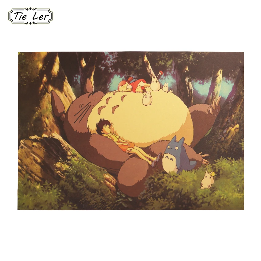 Ретро постеры Totoro из крафт бумаги наклейки на стену в японском стиле аниме для
