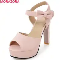 MORAZORA 2020 ใหม่มาถึงผู้หญิงรองเท้าแตะร้อนขายรองเท้าส้นสูง peep toe รองเท้าแต่งงานขนาด 32-45 bowknot รองเท้าแฟชั่นผู้หญิง