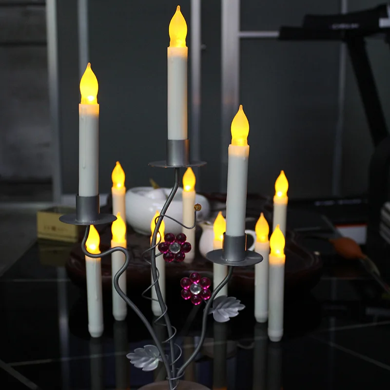 Christmas Decor. Small Size LED Pillar Taper candles Set Flickering