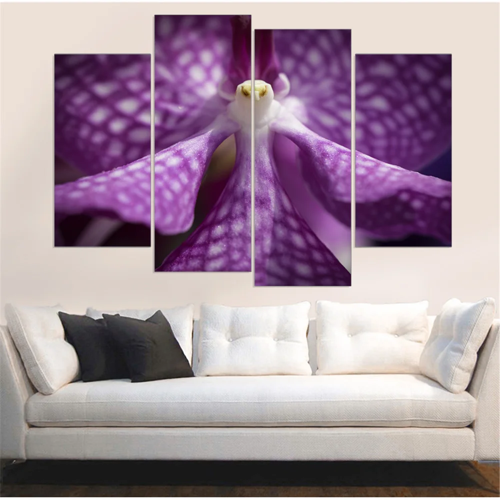 Frameless Canvas Painting Purple Flower Wall Modular Pictures Canvas