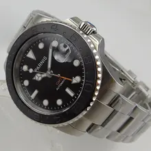 Luxury Brand 40mm Parnis Black Dial ceramic bezel GMT Sapphire Glass SS Case Luminous hands Automatic Movement Men's Watch Luxury Brand 40mm Parnis Black Dial ceramic bezel GMT Sapphire Glass SS Case Luminous hands Automatic Movement Men's Watch