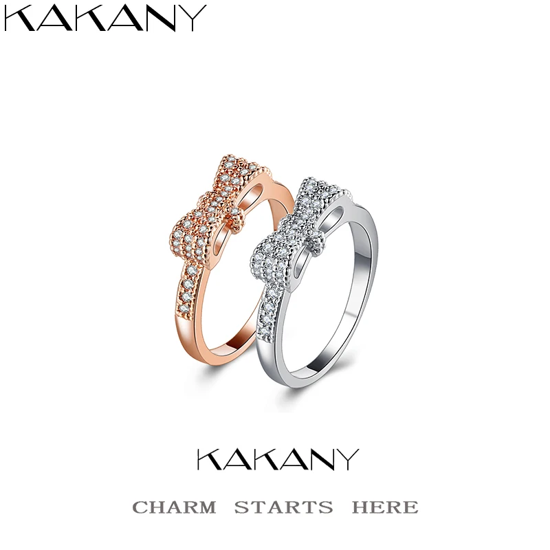 

Kakany Elegance Bowknot Rings For Women Fashion Crystal Cubic Zircon Ring Engagement Party Wedding Jewelry Valentine's Gift