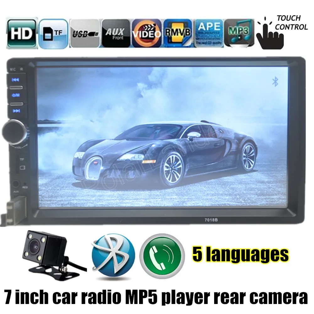 Высокое качество с камерой заднего вида черный 7 дюймов 2 Din Автомобильный плеер HD Bluetooth радио MP4 USB/FM TF сенсорный экран