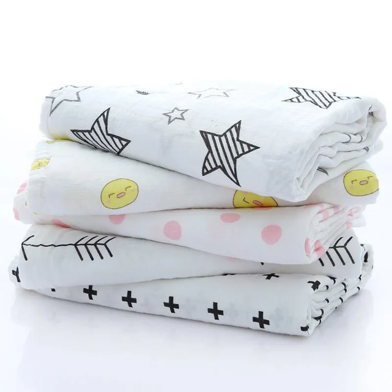 

120x120cm Muslin Swaddle Blanket Infant Newborn Baby Cotton Muslin Blanket Gauze Swaddle Bath Towel Multi-functional Infant Wrap