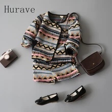 Hurave filles enfants vêtements patchwork impression filles vêtements ensembles Cardigan Shirts + Shorts pantalon filles vêtements De Mode nouveau
