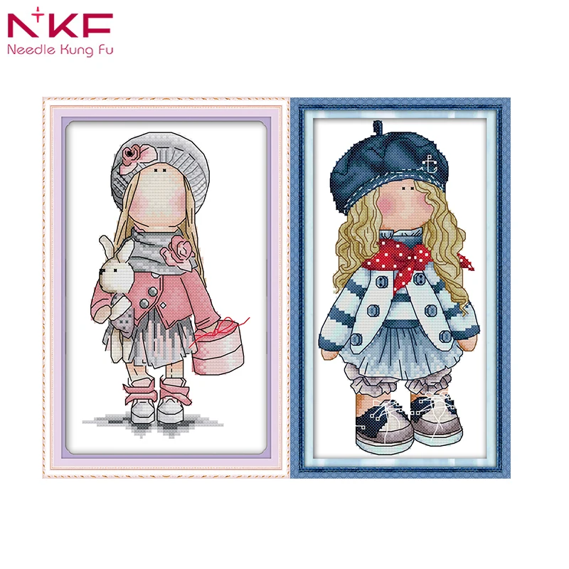 

NKF Little girl counted Cross Stitch 11 14CT Cross Stitch Set Wholesale DIY Cross-stitch Kit Embroidery Needlework