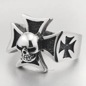 

316L Stainless Steel Cross Skull Mens Biker Ring 6B001 Biker Jewellery