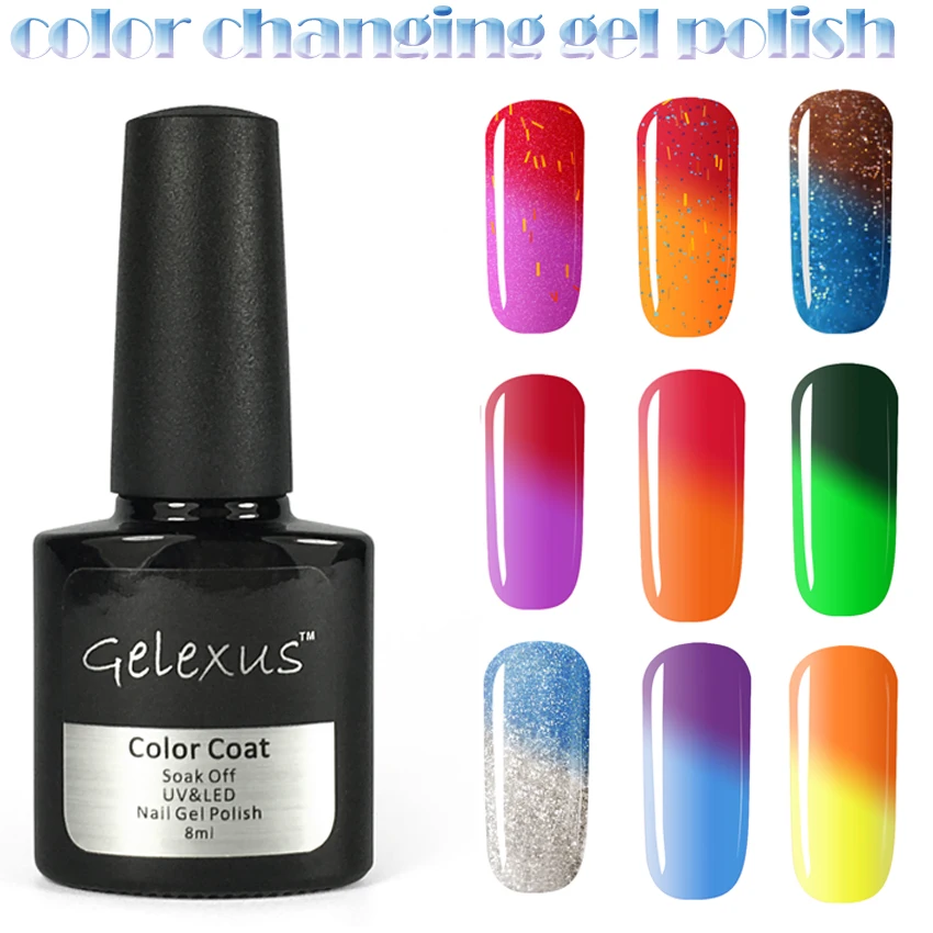 

Gelexus 8ml Chameleon Temperature Changing Color Nail Gel 60 Colors UV Gel Soak off Gel Polish Free Shipping with Tracking No