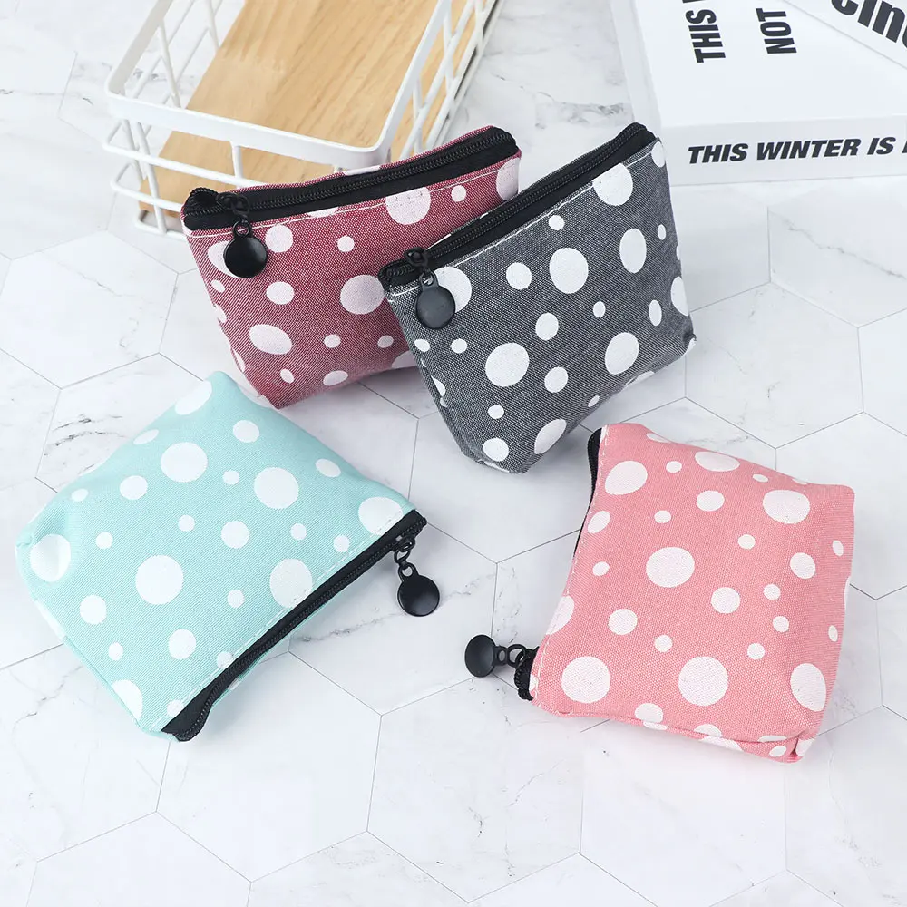 

Lovely Dot Design Canvas Coin Purses Women Small Wallet Change Purse Child Girl Dot Mini Zipper Pocket Bag Earphone Key Card Coi