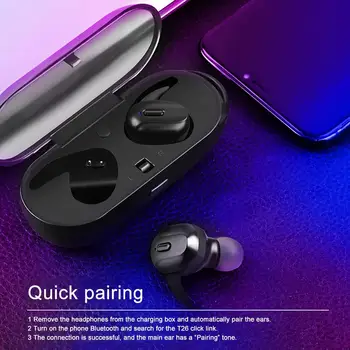 

T26 TWS Wireless Bluetooth 5.0 Earphone Portable HIFI Sound Quality Earphone Without Delay Stereo Noise Reduction Sports Headset