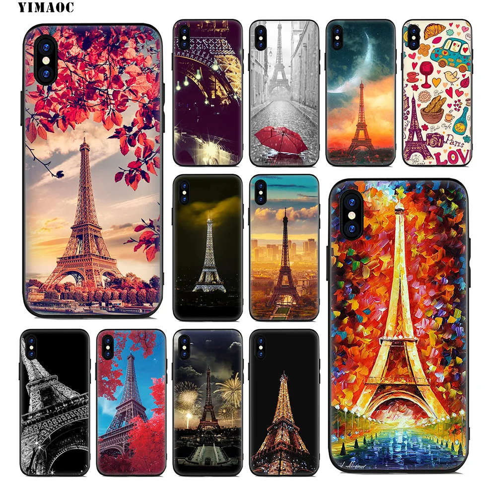 YIMAOC Eiffel Tower Paris Soft Silicone Case for iPhone 11 Pro Xr Xs Max X or 10 8 7 6 6S Plus 5 5S SE Cover |