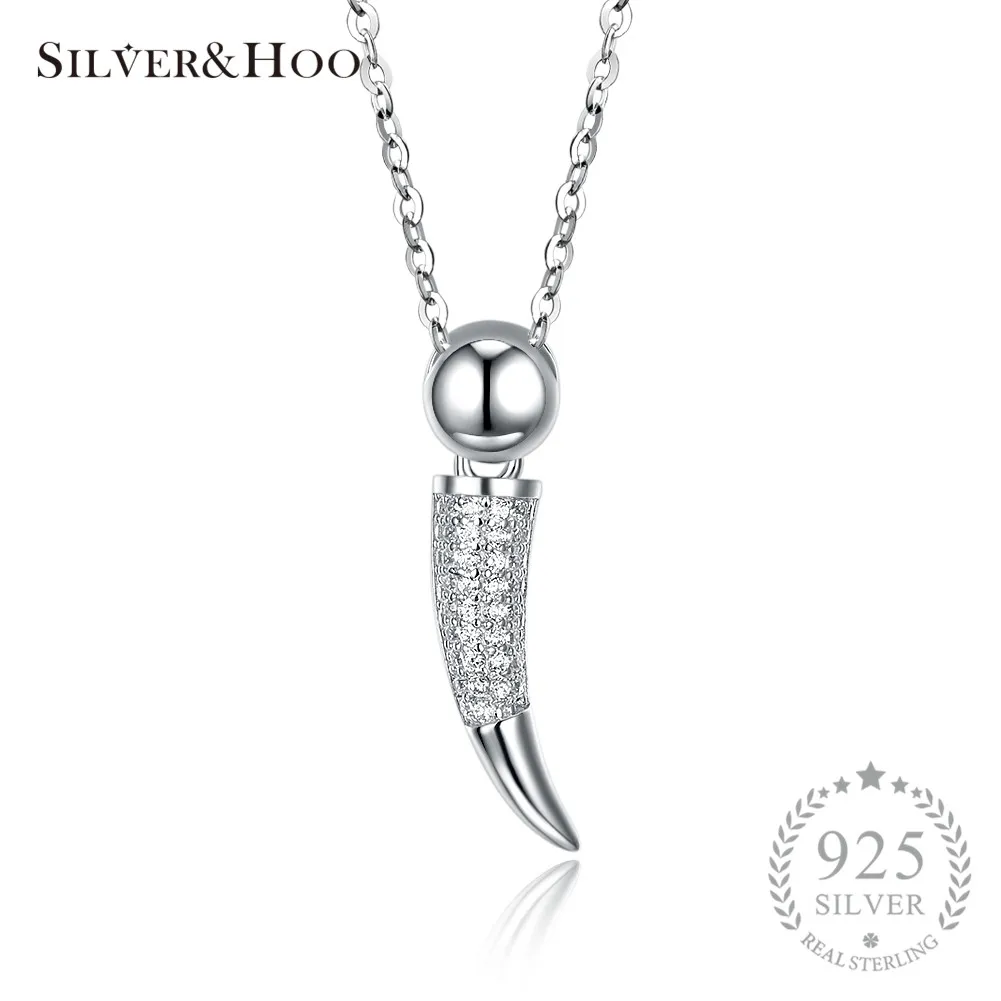 

SILVERHOO 100% 925 Sterling Silver Luxury Zircon Pendant Necklaces for Women Fine Jewelry Elegant Party Accessories
