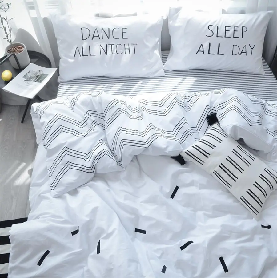

Modern Geometric single double bedding set adult man,twin full queen king cotton home textile flat sheet pillow case duvet cover