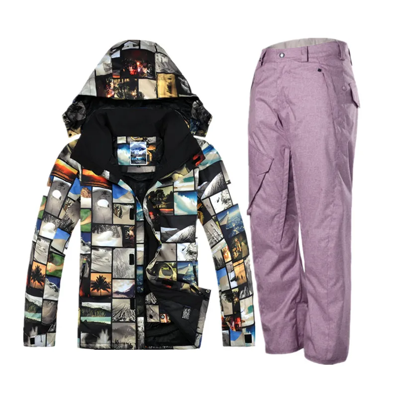 Gsou nieve traje de esquí de invierno para hombres chaqueta de esquí hombres snowboard esqui traje ski JAS Mannen montaña esquí ropa