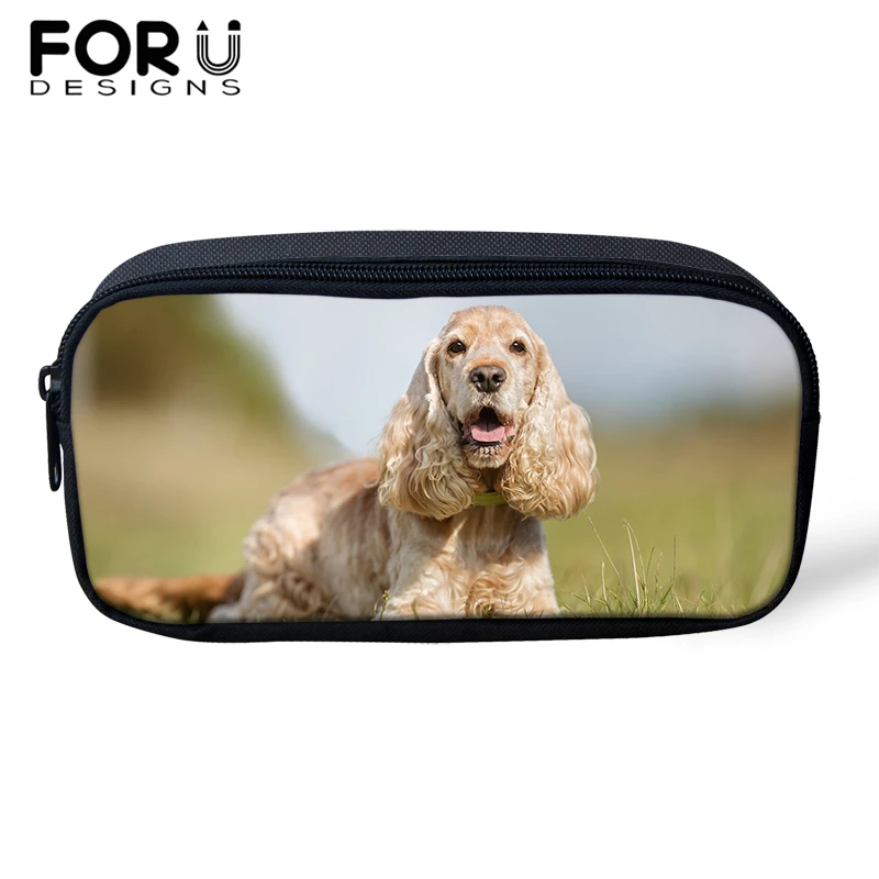 

Custom Image Cute Spaniel Dog Print Make Up Bag Women Cosmetic Bag Student Pencil Case Animal Children Kid School Stationery Box