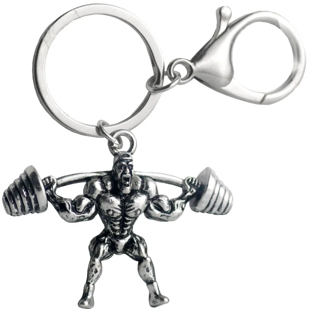 Dumbbell Muscle Man Keychains Fitness Punk Model For Male Car font b Wallet b font Dangle