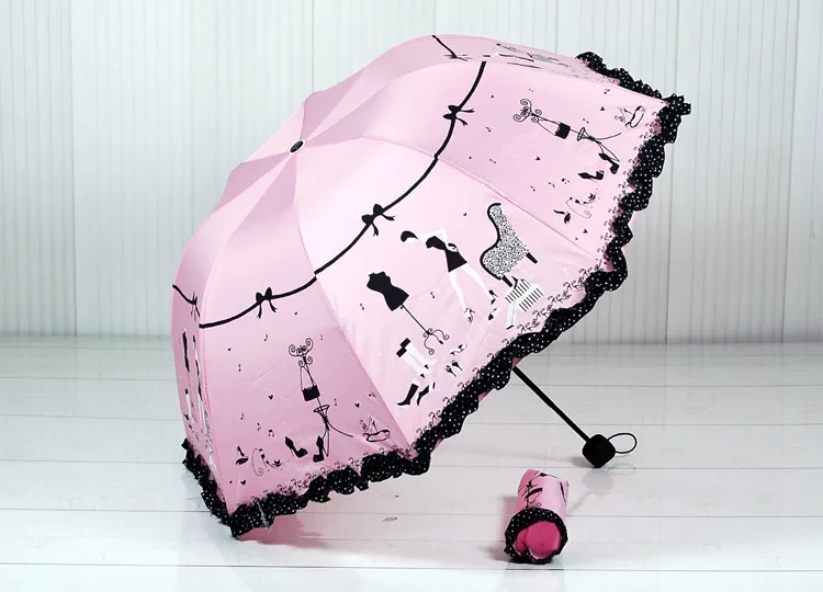 Новое поступление, красивый зонтик с узором для девочек, Модный женский зонтик для дождя, дугообразный зонтик принцессы, женский зонтик, креативный подарок US041
