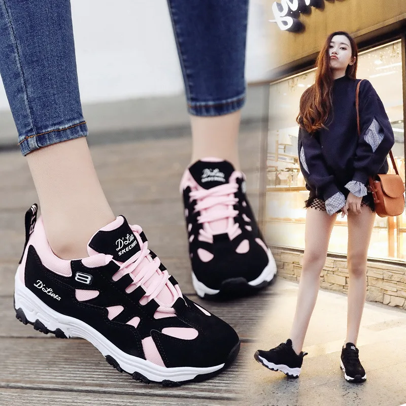 

Spring Women Shoes 2019 New Fashion White Black Platform Sneakers Women Casual Shoes Harajuku Basket Femme Tenis Feminino
