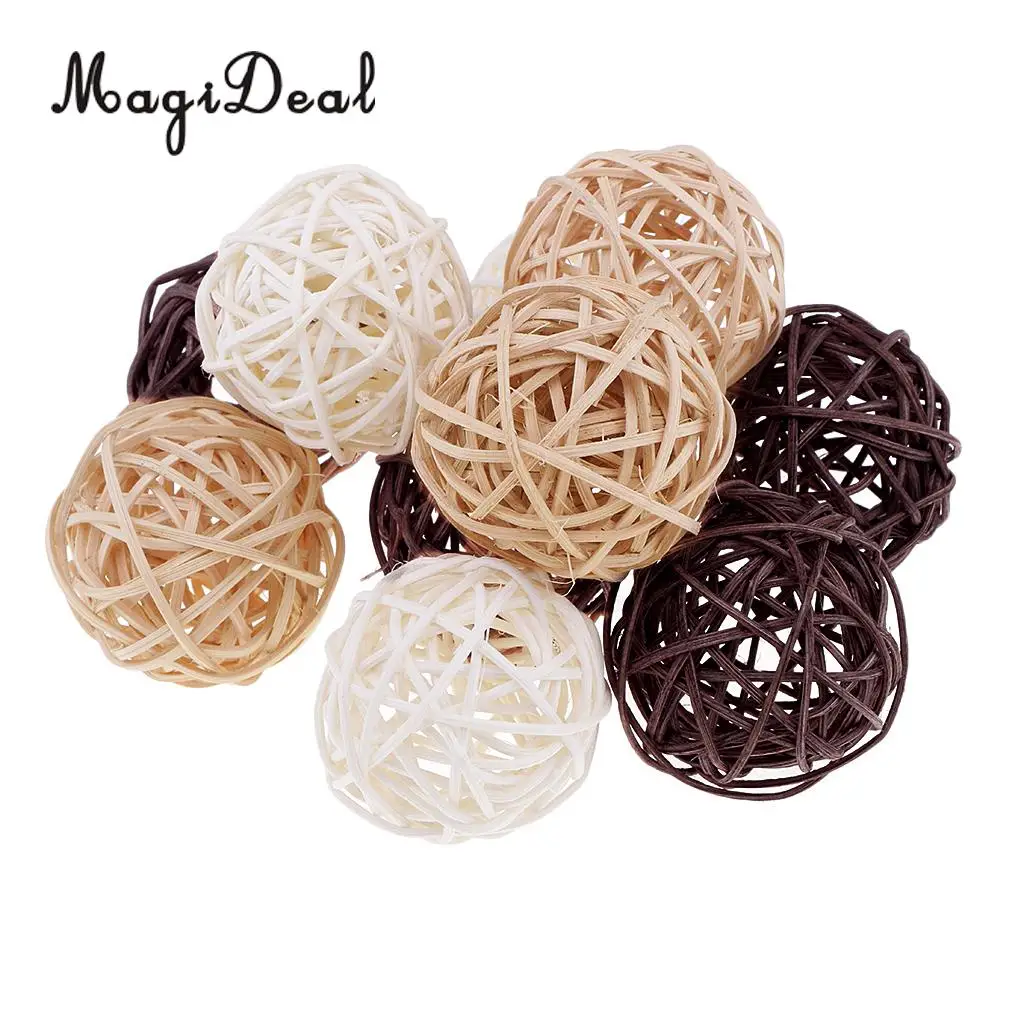  3cm/5cm/7cm Mixed Colors Lovely Wicker Rattan Ball, Christmas Birthday Home Wedding Party Decorations DIY Ornaments Kids Toys
