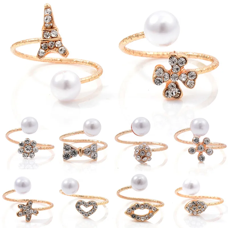 Открытое обручальное кольцо Pinksee для женщин роскошное украшение с белым