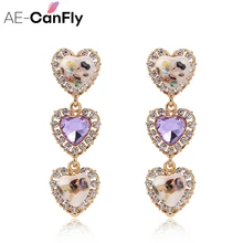 AE-CANFLY корейский кристалл подвеска в форме сердца Длинные серьги капельки в стиле «Джокер» свисающие серьги mujer moda уха ювелирных изделий