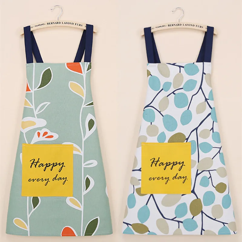 

Simple Flower Leaf Pattern Cotton Apron Pattern Cooking Panting Aprons Restaurant Working Clothes Coffee Use Nail Salon Aprons