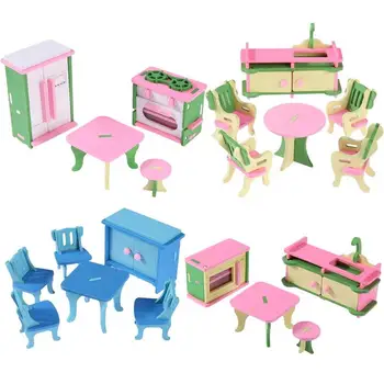 

Wooden Simulation Furniture Set FOR Doll Accessories Kids Mini Dollhouse Furniture Toys Children Pretend Play Toy Girls Doll Toy
