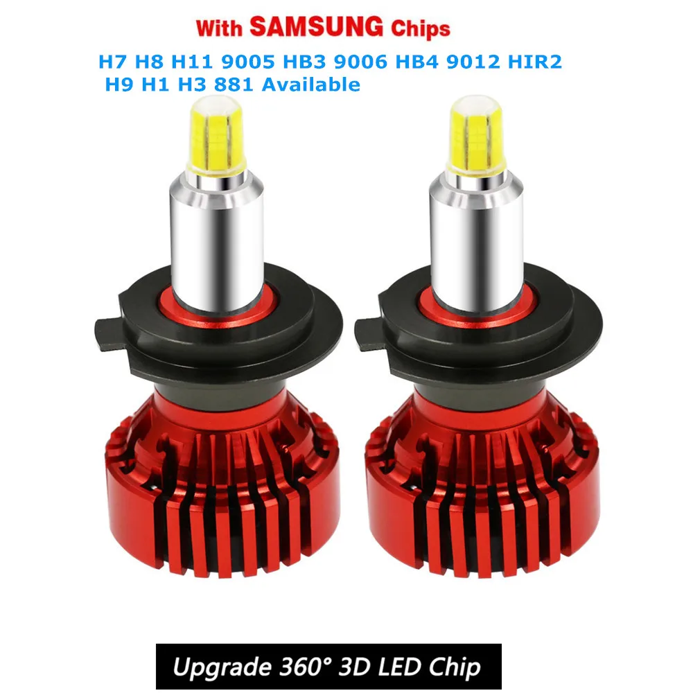 

Hot Selling SAMSUNG CSP CHIPS HIR2 9012 HB3 HB4 H7 H11 Car LED Headlight Fighting Series 1:1 Original Bulb SIZE Driving Fog Leds