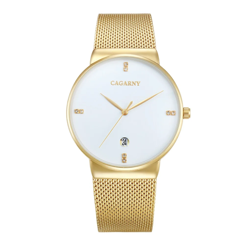 hot fashion golden steel bracelet watch for men watches quarz wristwatches clock man (6)