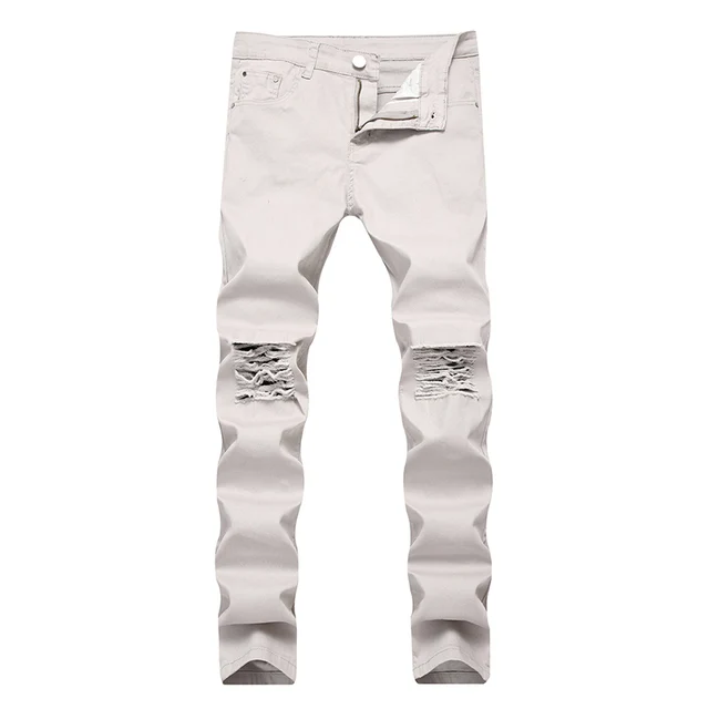 Buy 2018 new black hole jeans with hole men's super