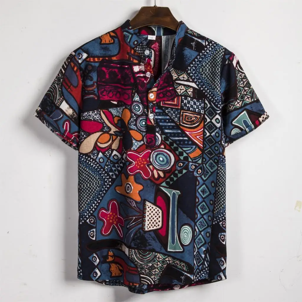 Гавайская Мужская рубашка, летняя, короткий рукав, Chemise Homme, повседневная, Хенли, рубашки, Modish, цветочный принт, пуловер, рубашки, свободные, пляжные Топы - Цвет: Style 3