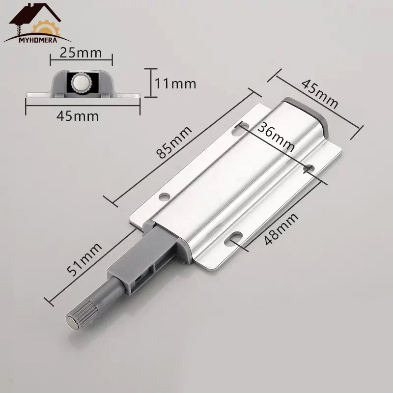Myhomera алюминиевый сплав нажмите, чтобы открыть Магнитный шкаф ловит Автоматический Дверной стоп сенсорный Буфер Заслонки кухня невидимые тяги - Цвет: Silver